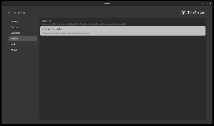 The Jellyfin settings, holding one row: Connect to Jellyfin.